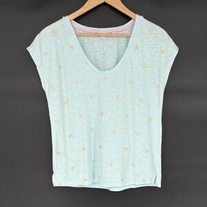 Boden Women's Fun Voop T-Shirt S Light Blue Seafoam Seashell Coastal Summer Top